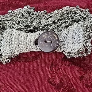 Crochet Seed Bead Bracelet Grayish Silver